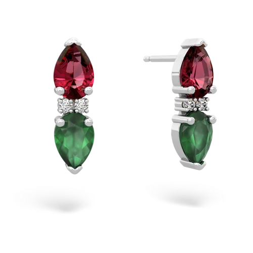 lab ruby-emerald bowtie earrings