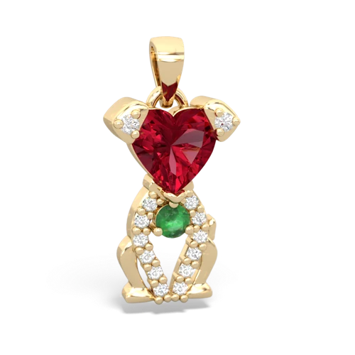 lab ruby-emerald birthstone puppy pendant