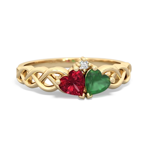 lab ruby-emerald celtic braid ring