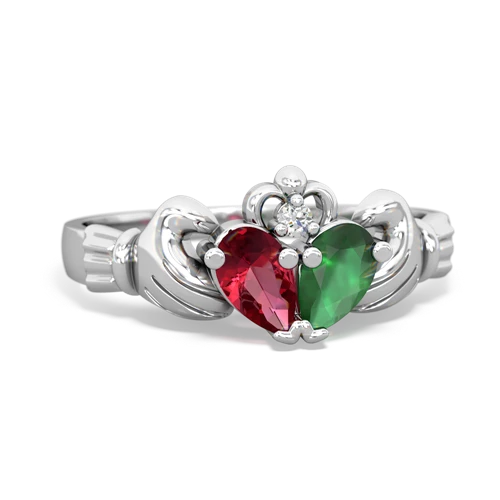 lab ruby-emerald claddagh ring