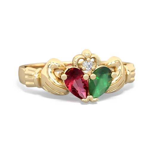 lab ruby-emerald claddagh ring