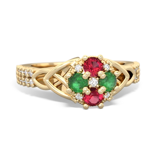 lab ruby-emerald engagement ring