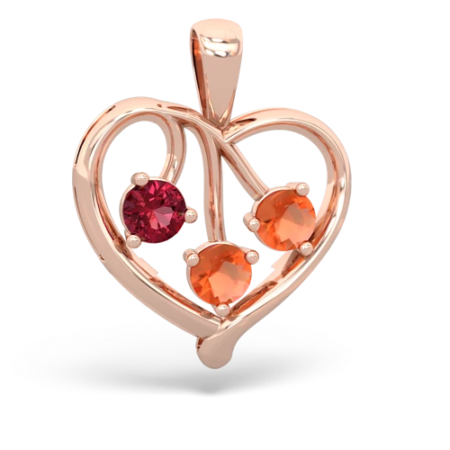 lab ruby-fire opal love heart pendant