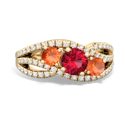 lab ruby-fire opal three stone pave ring