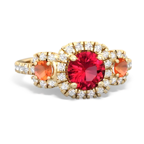 lab ruby-fire opal three stone regal ring