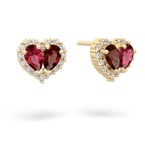 lab ruby-garnet halo-heart earrings