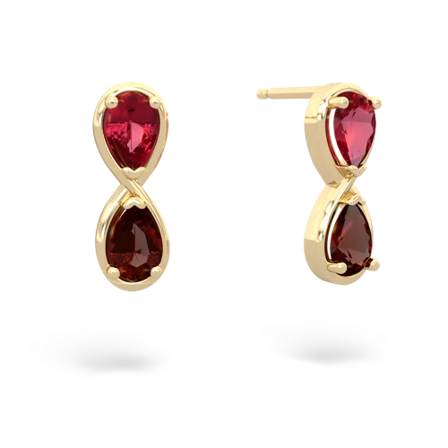 lab ruby-garnet infinity earrings