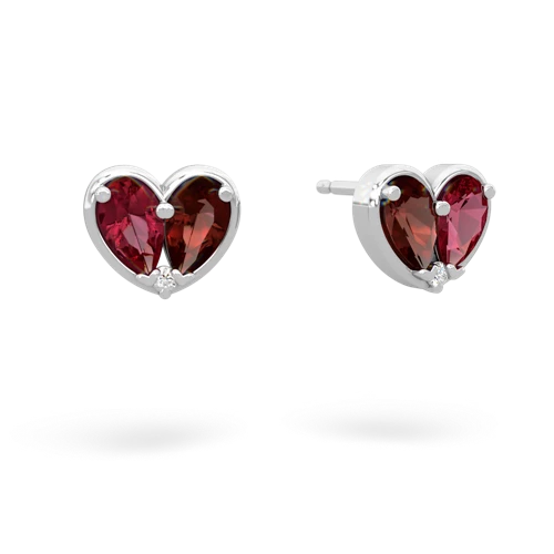 lab ruby-garnet one heart earrings