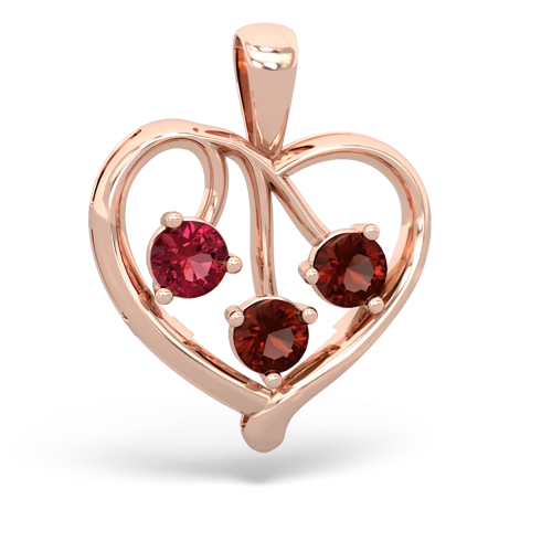 lab ruby-garnet love heart pendant