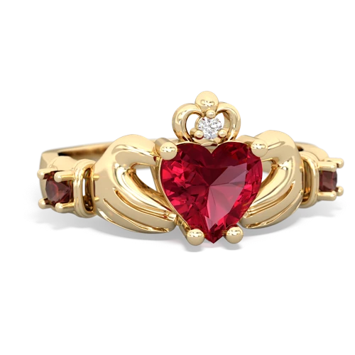 lab ruby-garnet claddagh ring