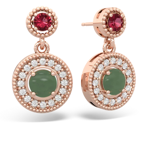 lab ruby-jade halo earrings