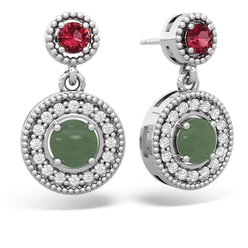 lab ruby-jade halo earrings