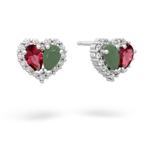 lab ruby-jade halo-heart earrings