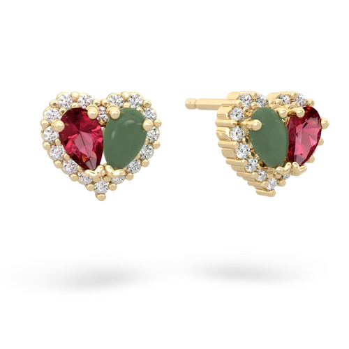 lab ruby-jade halo-heart earrings