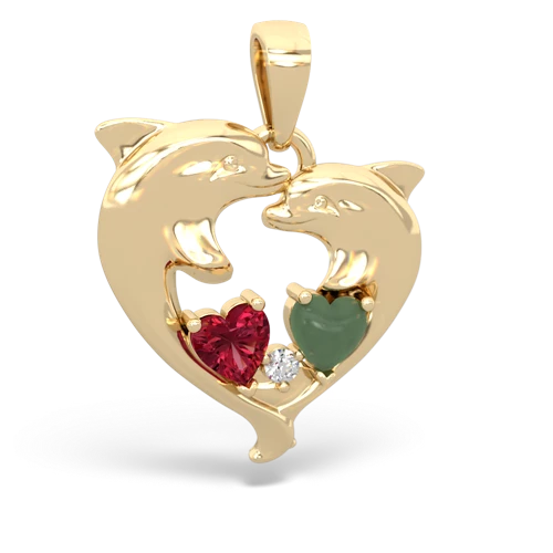 lab ruby-jade dolphins pendant