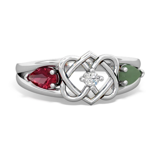 lab ruby-jade double heart ring