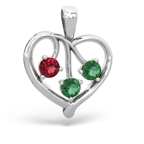 lab ruby-lab emerald love heart pendant