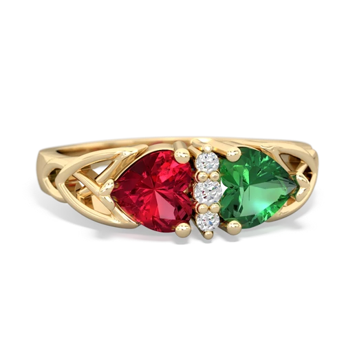 lab ruby-lab emerald celtic ring