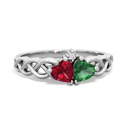 lab ruby-lab emerald celtic braid ring