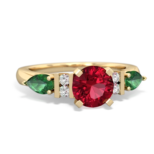 lab ruby-lab emerald engagement ring