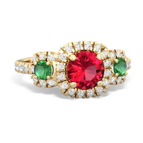 lab ruby-lab emerald three stone regal ring