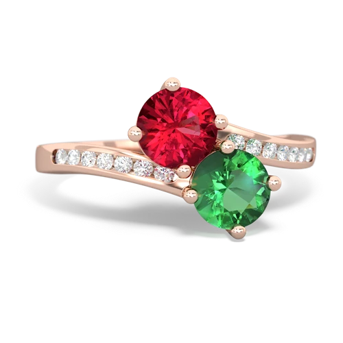 lab ruby-lab emerald two stone channel ring