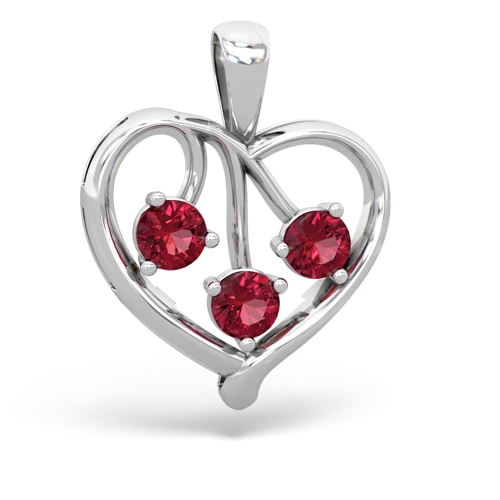 pink sapphire-lab sapphire love heart pendant