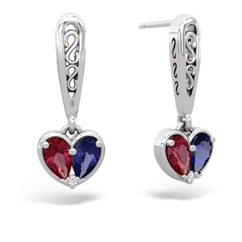 lab ruby-lab sapphire filligree earrings