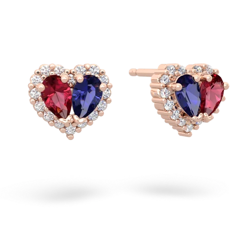lab ruby-lab sapphire halo-heart earrings