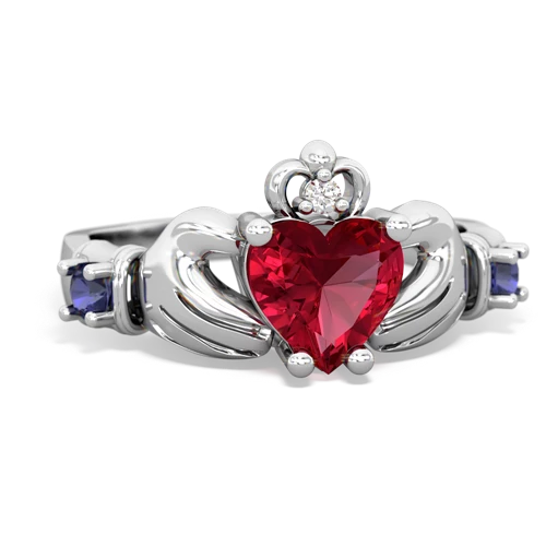 lab ruby-lab sapphire claddagh ring