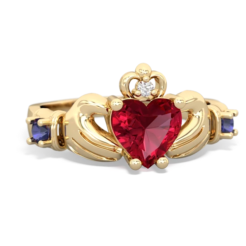 lab ruby-lab sapphire claddagh ring