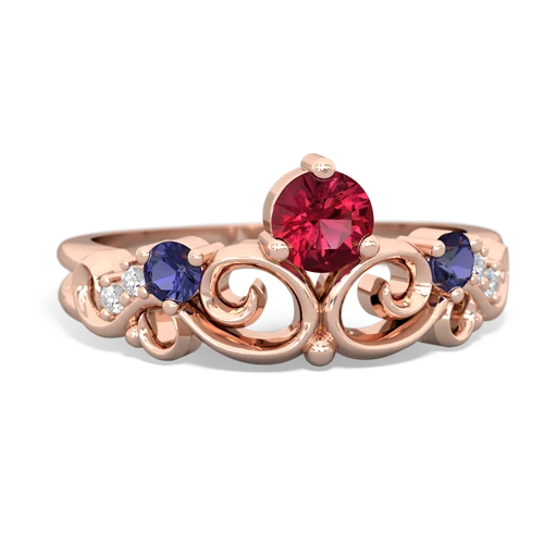 lab ruby-lab sapphire crown keepsake ring