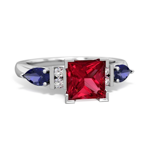 lab ruby-lab sapphire engagement ring