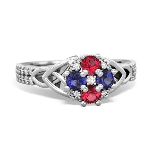 lab ruby-lab sapphire engagement ring