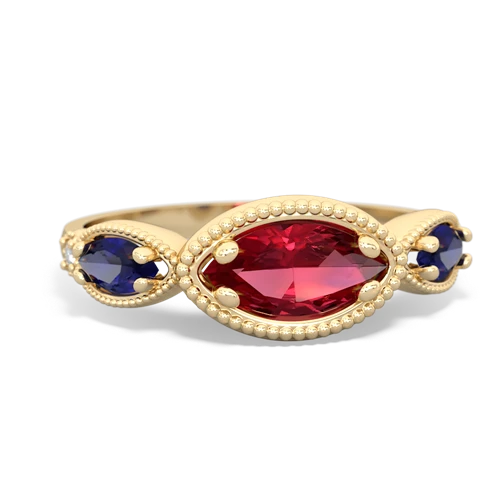 lab ruby-lab sapphire milgrain marquise ring