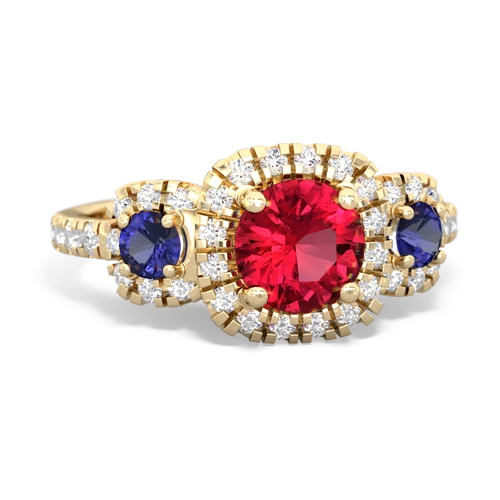 lab ruby-lab sapphire three stone regal ring