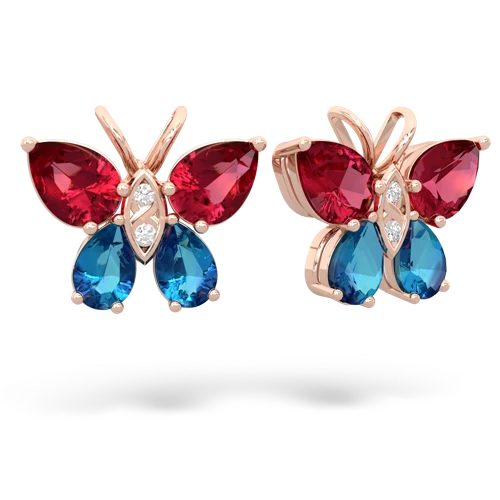 lab ruby-london topaz butterfly earrings