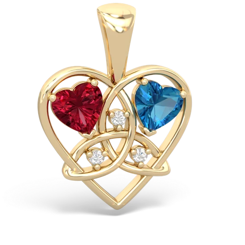 lab ruby-london topaz celtic heart pendant