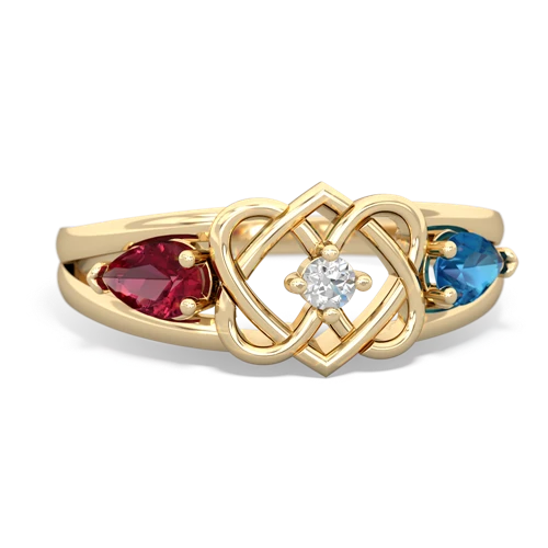 lab ruby-london topaz double heart ring