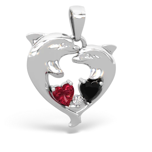 lab ruby-onyx dolphins pendant