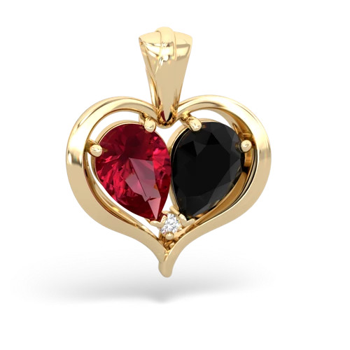 lab ruby-onyx half heart whole pendant