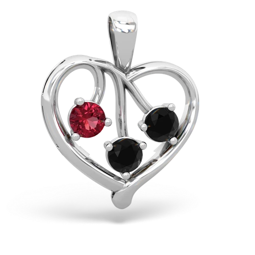 lab ruby-onyx love heart pendant