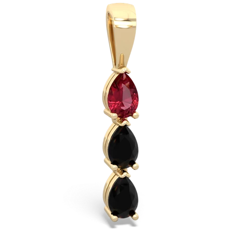 lab ruby-onyx three stone pendant