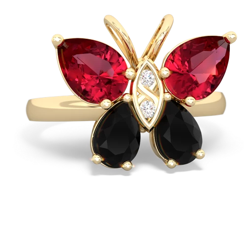 lab ruby-onyx butterfly ring