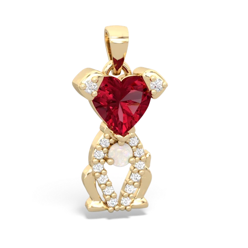 lab ruby-opal birthstone puppy pendant