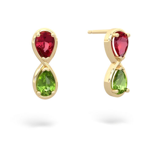 lab ruby-peridot infinity earrings