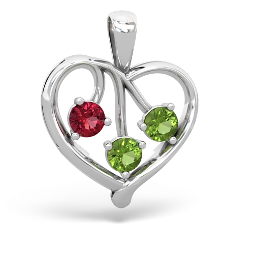 lab ruby-peridot love heart pendant