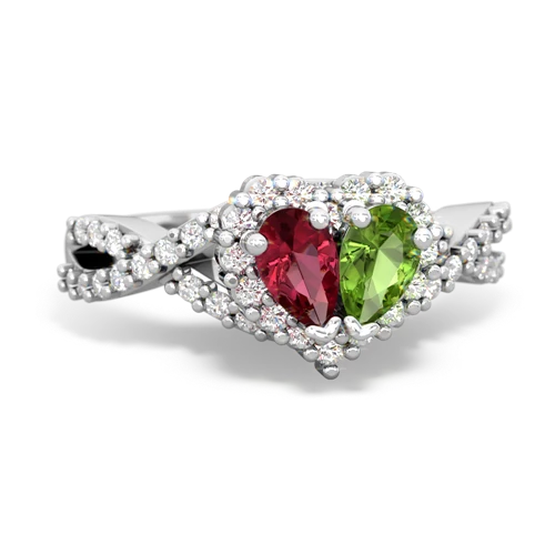 lab ruby-peridot engagement ring