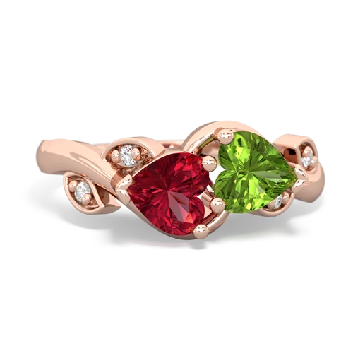 lab ruby-peridot floral keepsake ring