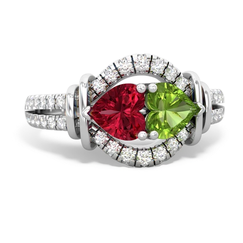 lab ruby-peridot pave keepsake ring